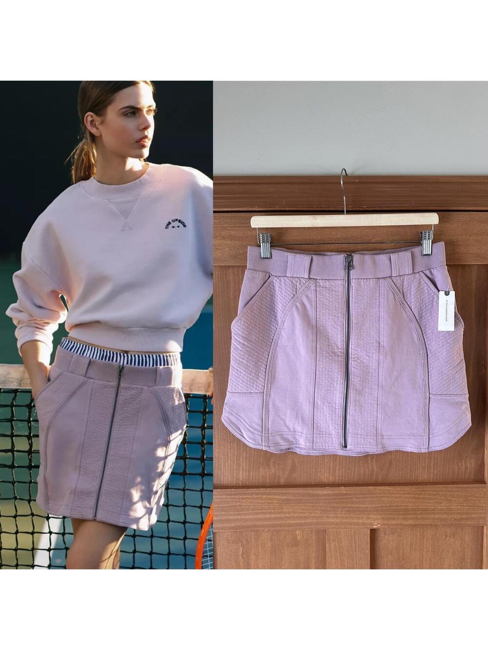 NWT Daily Practice by Anthropologie Moto Mini Skirt In Lilac Women’s Medium